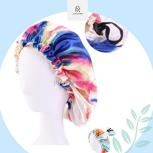 Adjustable reversible satin bonnet- drawstring