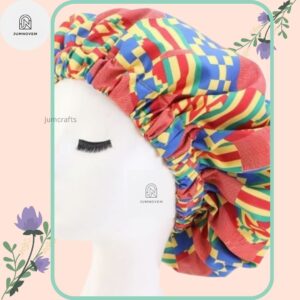 Satin bonnet- African print elastic.