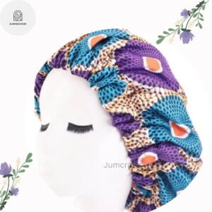 Satin bonnet-African print elastic.